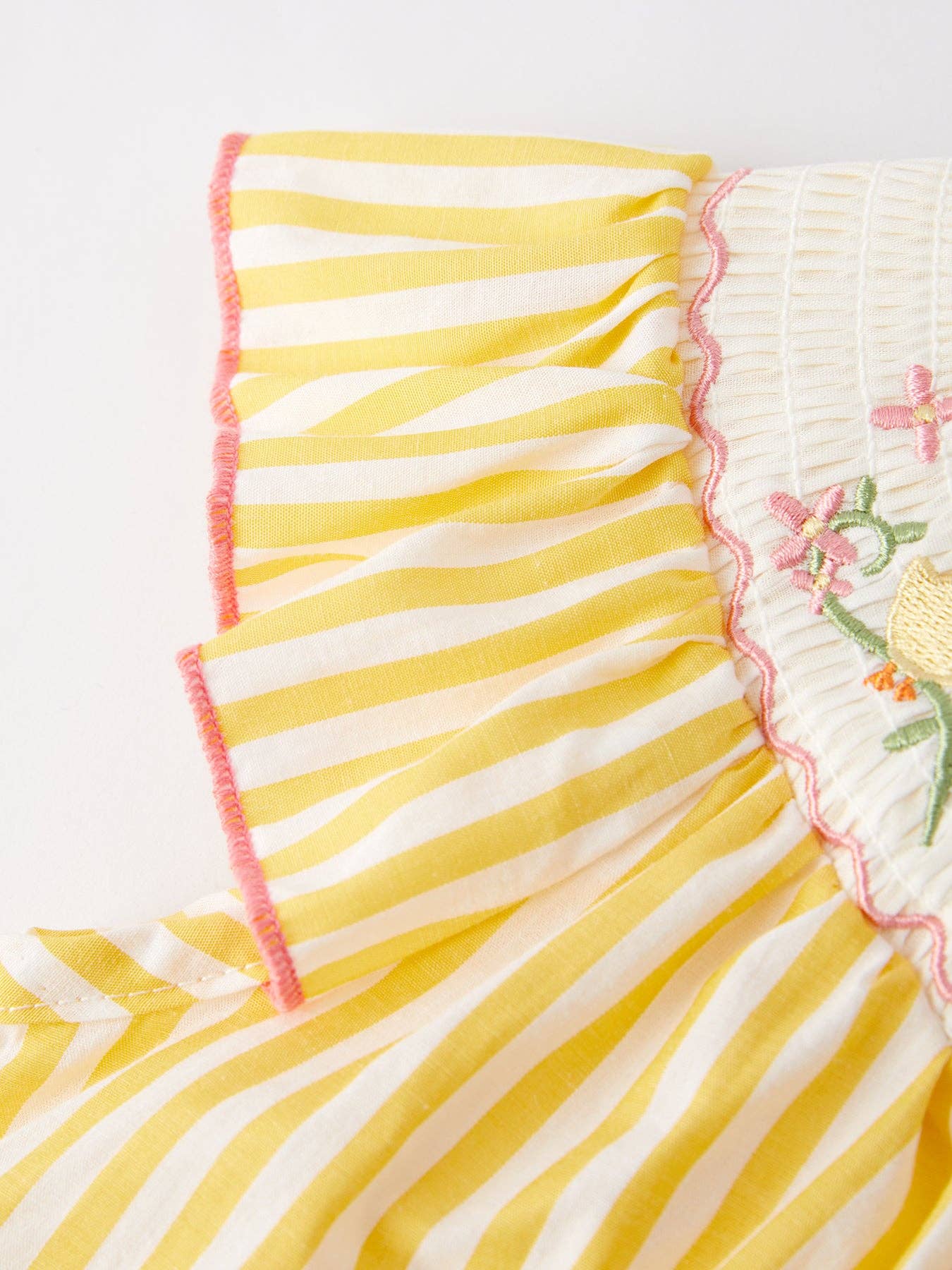Chick Floral Embroidery Smocking Girls Dress