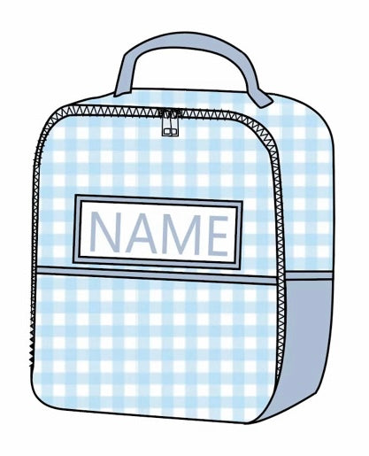 Custom Blue Gingham Hand Smocked School Bags