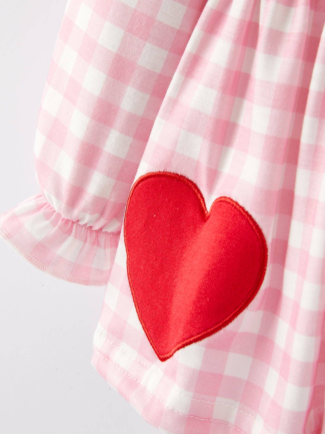 Girls Valentine's Day Heart Plaid Outfit Set