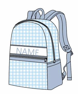 Custom Blue Gingham Hand Smocked School Bags