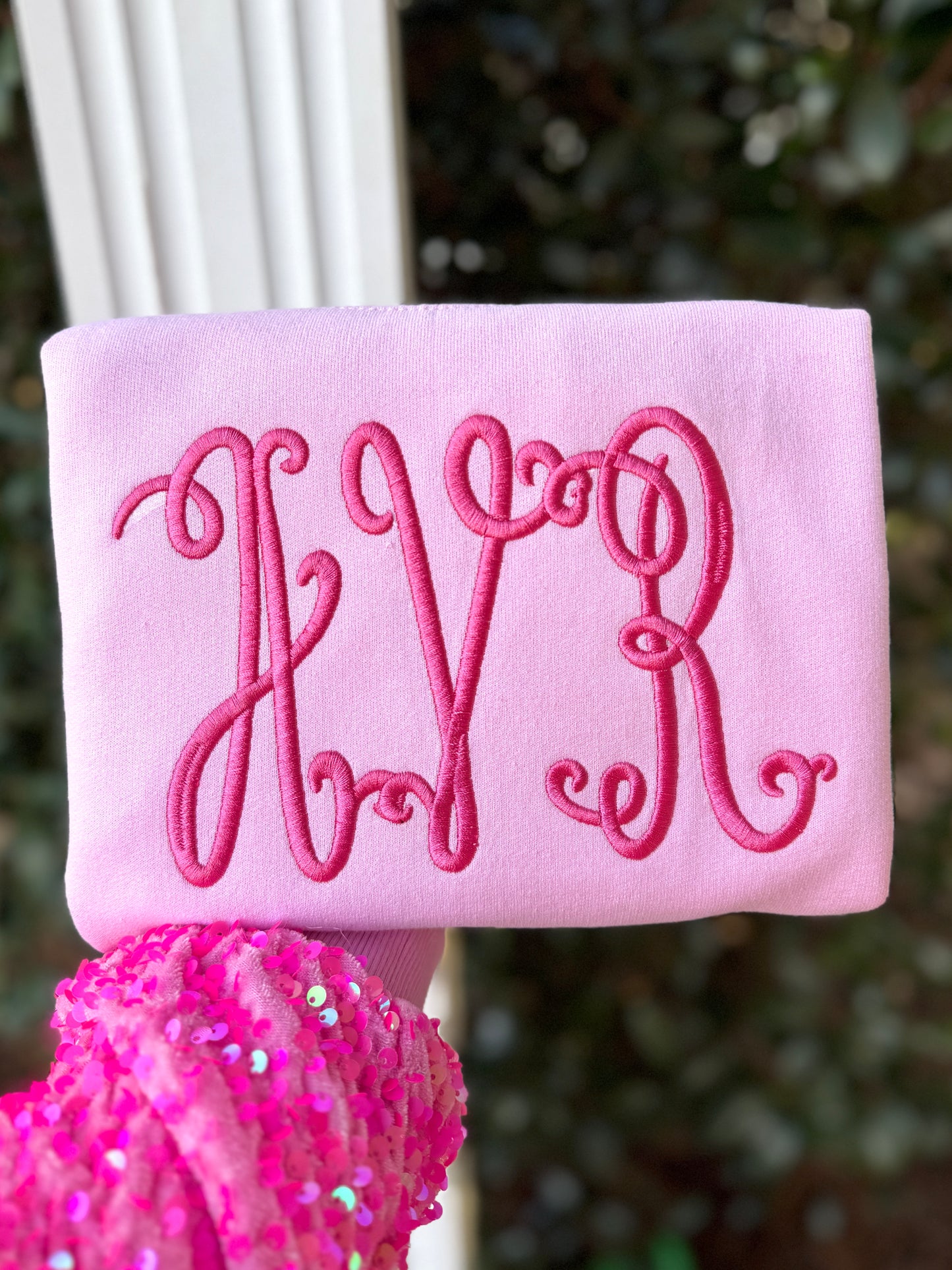 Girls Monogram Embroidery Sweatshirt
