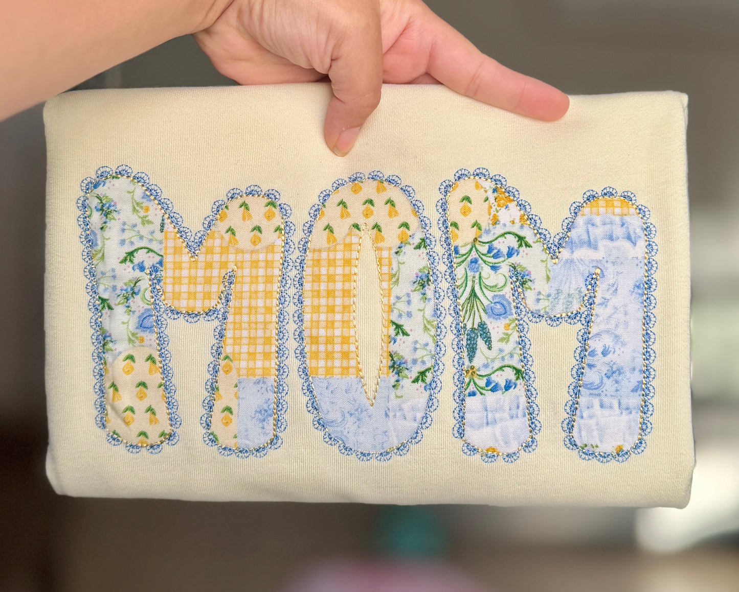 MOM Lace Appliqué Embroidery Oversized Top
