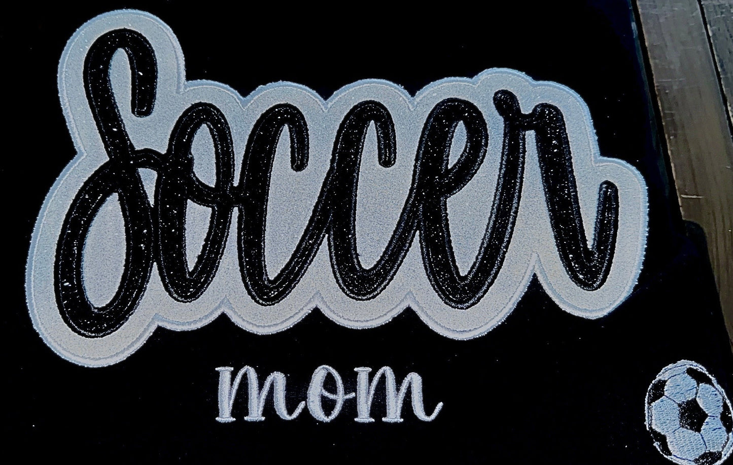 Soccer Mom Glitter Appliqué Embroidery Sweatshirt