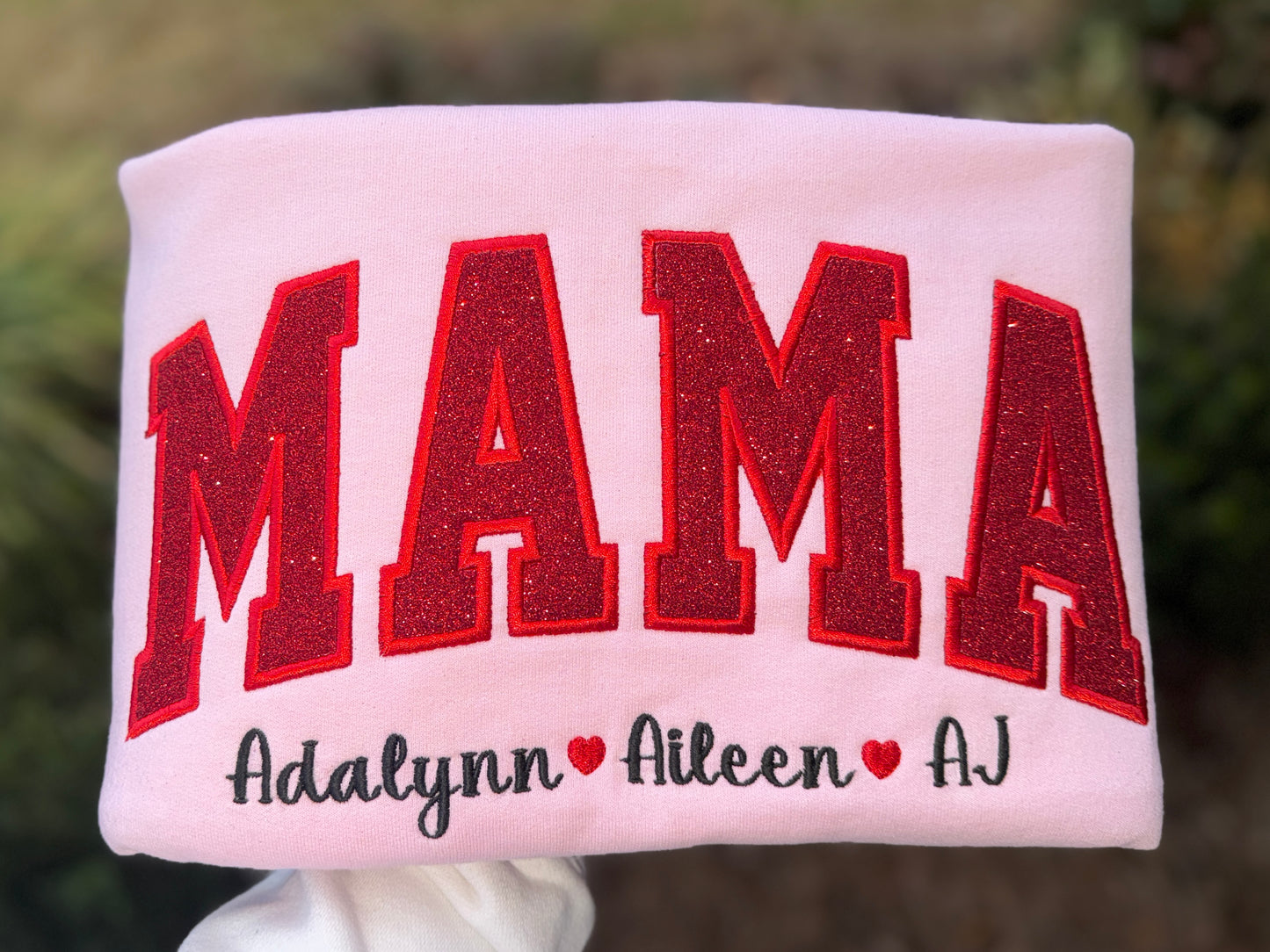 MAMA & Her Babies Glitter Embroidery Sweatshirt