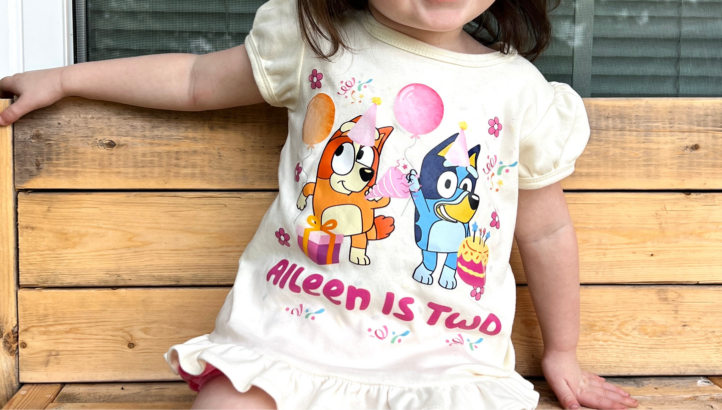CUSTOM Bluey Girl’s Birthday Shirt