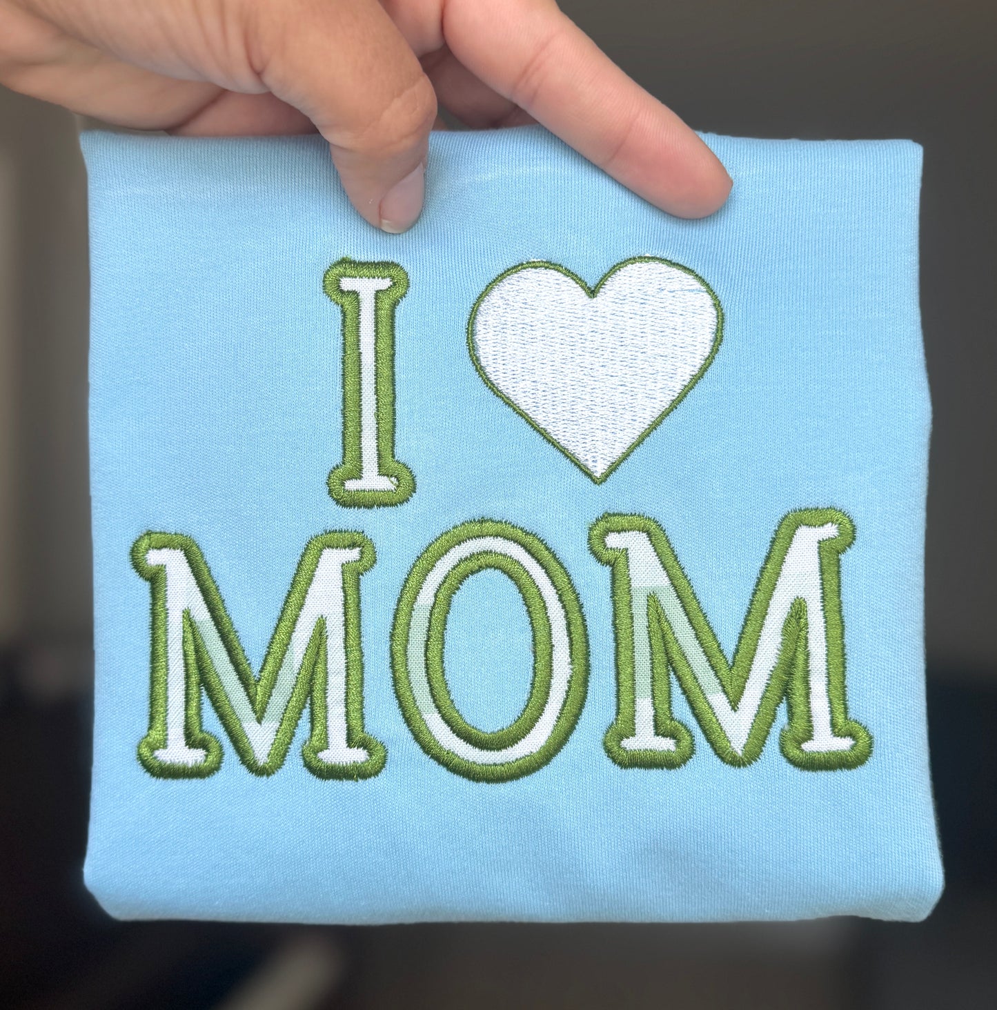 I 💚 MOM Applique Embroidery Boys Shirt