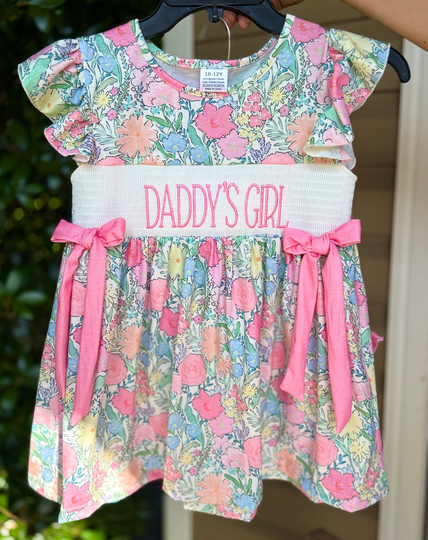 DADDY’S GIRL Embroidery Pink Floral Set/Bubble