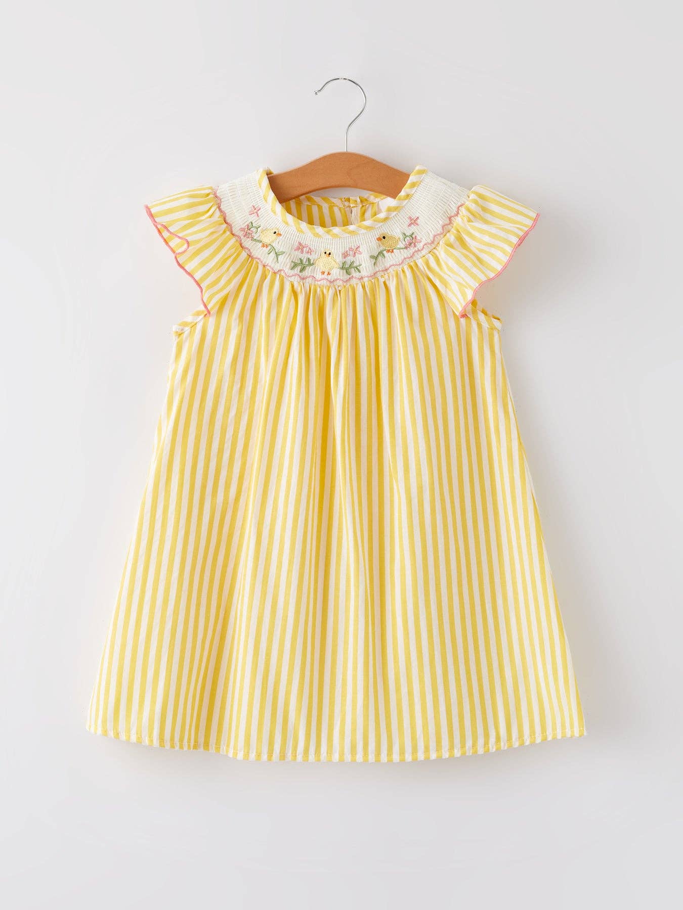 Chick Floral Embroidery Smocking Girls Dress