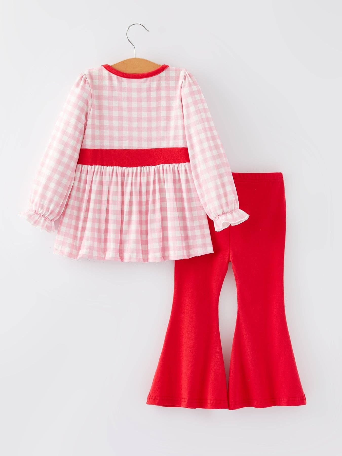 Girls Valentine's Day Heart Plaid Outfit Set